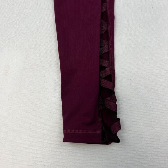 Victoria Sport Victoria’s Secret Leggings Criss Cross Leg Bordeaux Size Medium - Picture 4 of 8